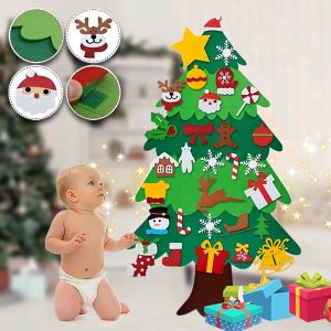 Veltinio kalėdinė eglutė su papuošimais | FELTPINETREE